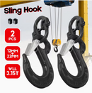 2SET 3.15T Sling Hook Heavy Duty Hammerlock/Slip Hook Kit With Swivel Winch & Safety Latch-Black