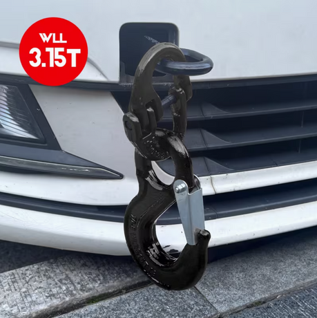 2SET 3.15T Sling Hook Heavy Duty Hammerlock/Slip Hook Kit With Swivel Winch & Safety Latch-Black