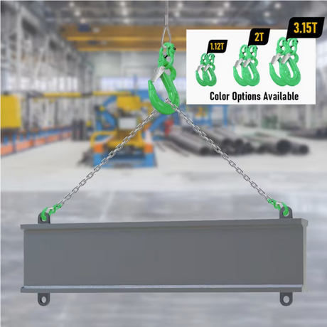 2SET 3.15T Sling Hook Heavy Duty Hammerlock/Slip Hook Kit With Swivel Winch & Safety Latch-Green