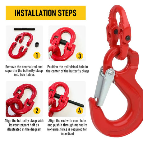 2SET 3.15T Sling Hook Heavy Duty Hammerlock/Slip Hook Kit With Swivel Winch & Safety Latch