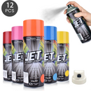 12 Pcs 250g Spray Paint Can For Interior and Exterior 26 colours Fast Dry - Gloss Black