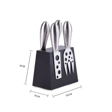 4 Pcs Clevinger Hobson Stainless Steel Cheese Knife Set With Magnetic Block