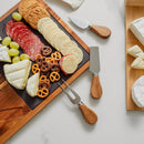 4 Pcs Clevinger Acacia Wood & Slate Cheese Board With Knife Set