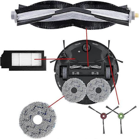 Ecovacs X1 Plus Robot Vacuum Cleaner Replacement Parts Kit with Main Brush, HEPA Filter, Mop Cloth, Dust Bag