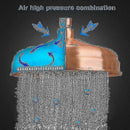 High Pressure Copper Rain Shower Head 20 cm (8 inch) Diameter Adjustable Angle Fixed Compatible with Standard Shower Arms Gold