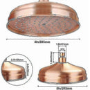 High Pressure Copper Rain Shower Head 20 cm (8 inch) Diameter Adjustable Angle Fixed Compatible with Standard Shower Arms Gold