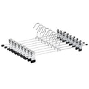 40cm Chrome Iron Clothes Hangers with Non-Slip Clips, 10-Pack Metal Trouser Hangers for Pants Shorts Skirt Socks Underwear, Silver