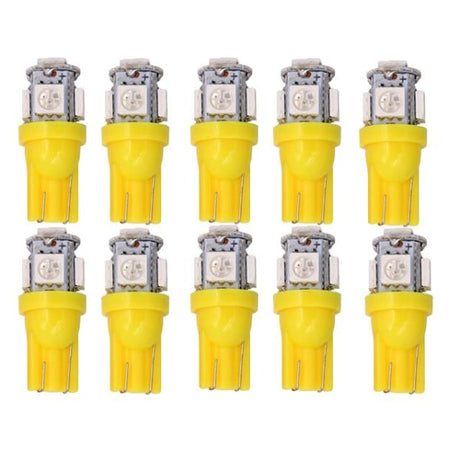 T10 W5W LED, 5050SMD Yellow-Orange Chip, 12V DC, 10-Pack, Yellow