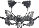 Cat Mask and Ears Headband, Catwoman Costume Accessories for Women's Halloween Party Makeup and Fancy Dress