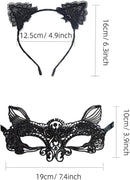 Cat Mask and Ears Headband, Catwoman Costume Accessories for Women's Halloween Party Makeup and Fancy Dress
