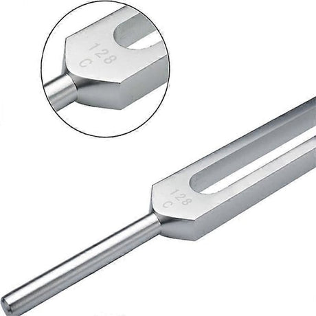 128 Hz Tuning Fork with Weight Compatible with Therapy and Bio-Acoustic Use Acoustic Sliding