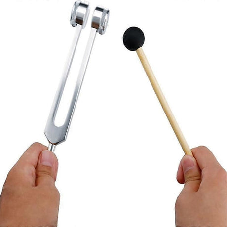 128 Hz Tuning Fork with Weight Compatible with Therapy and Bio-Acoustic Use Acoustic Sliding