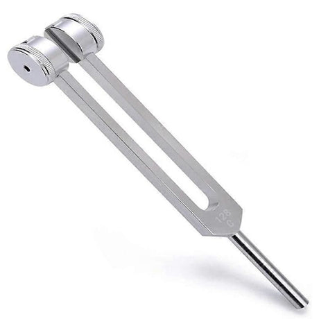 128 Hz Tuning Fork with Weight Compatible with Therapy and Bio-Acoustic Use Acoustic Sliding