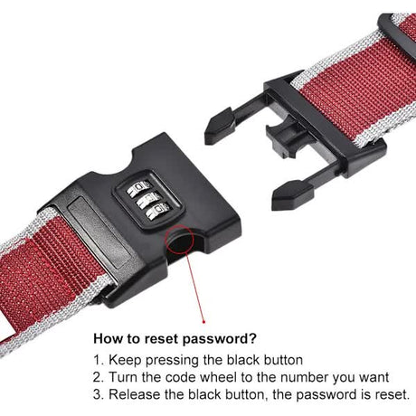Luggage Straps Suitcase Belts with Buckle and Lock, 2M x 5cm Adjustable PP Packing Straps, Red Gray, 4pcs