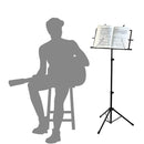 Adjustable Music Stand Portable Foldable Metal Stand with Carrying Bag Lightweight for Travel Storage Black