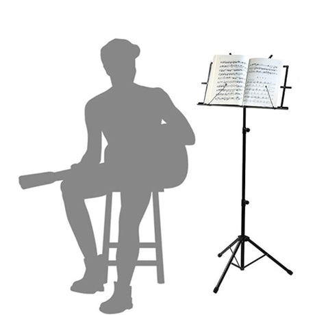 Adjustable Music Stand Portable Foldable Metal Stand with Carrying Bag Lightweight for Travel Storage Black