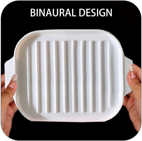 Silicone Bacon Pan 30 x 20 x 0.8 cm with Lid and Handle Crispy Bacon Maker Microwave Tray