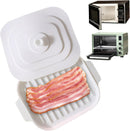 Silicone Bacon Pan 30 x 20 x 0.8 cm with Lid and Handle Crispy Bacon Maker Microwave Tray