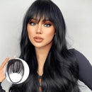 Clip-In Bangs Real Human Hair Natural Black Clip-On Fringe Hair Extensions for Women Girls