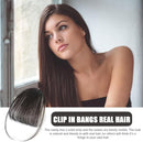 Clip-In Bangs Real Human Hair Natural Black Clip-On Fringe Hair Extensions for Women Girls