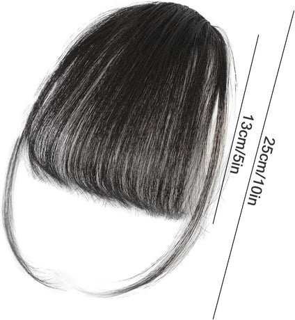 Clip-In Bangs Real Human Hair Natural Black Clip-On Fringe Hair Extensions for Women Girls