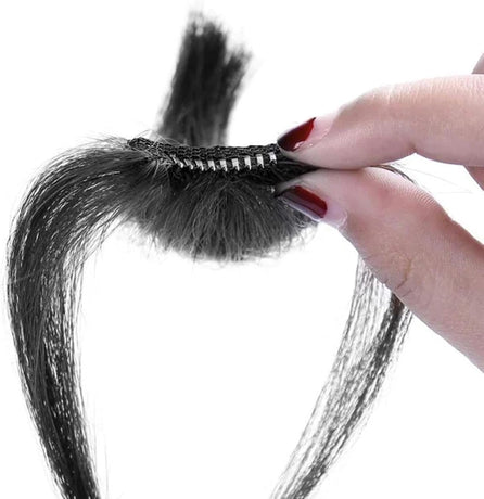 Clip-In Bangs Real Human Hair Natural Black Clip-On Fringe Hair Extensions for Women Girls