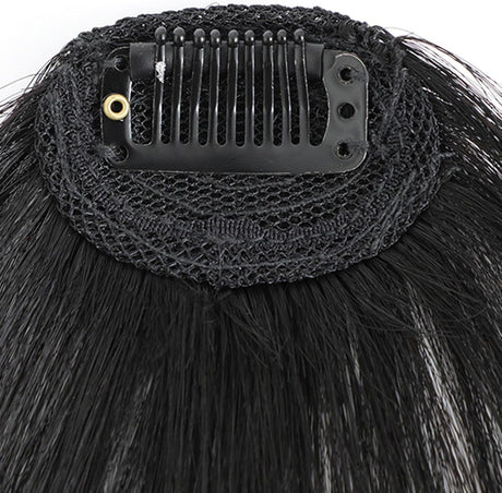 Clip-In Bangs Real Human Hair Natural Black Clip-On Fringe Hair Extensions for Women Girls