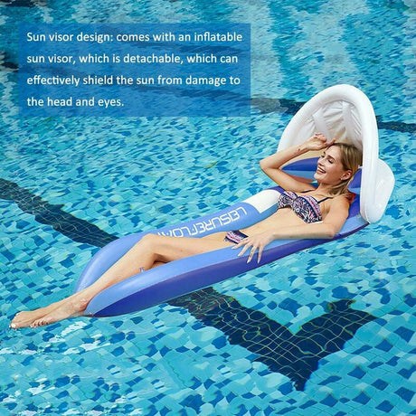 Inflatable Pool Water Hammock Air Mattress Blue 160 x 90 cm Summer Pool Toys Water Toys Compatible with GUA.B/bon