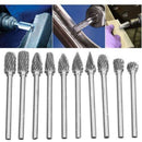 Tungsten Steel Rotary Files Double Cut 10pcs with 3mm Shank Compatible with Dremel Rotary Tools