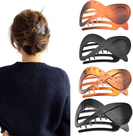 Matte French Style Hair Clips, 4pcs Large Acrylic Non-Slip Barrette Clips for Thick Hair