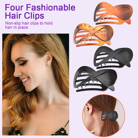 Matte French Style Hair Clips, 4pcs Large Acrylic Non-Slip Barrette Clips for Thick Hair