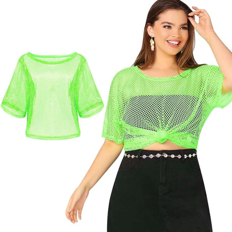 1980s Neon Party Costume Set for Women Girls Retro Theme Outfit Accessories 1PCS
