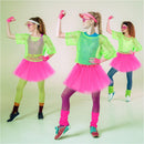 1980s Neon Party Costume Set for Women Girls Retro Theme Outfit Accessories 1PCS