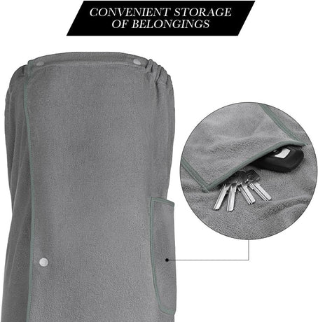 Sauna Skirt for Women with Pockets and Buttons Long Towel Grey