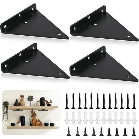 Triangle Shelf Brackets 14cm, Iron Floating Shelf Brackets Wall Mounted, Metal DIY Open Shelf Brackets