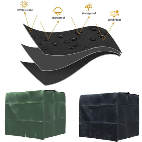 IBC Tank Cover Compatible with 1000L Tank Green 120x100x116cm Dustproof Anti-UV Anti-Rain Water Container Protective Cover