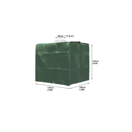 IBC Tank Cover Compatible with 1000L Tank Green 120x100x116cm Dustproof Anti-UV Anti-Rain Water Container Protective Cover