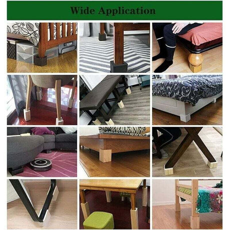 Wooden Furniture Risers 4-Pack 5x5x5cm for Desk Table Bed Lifting Feet Compatible with Multiple Brands