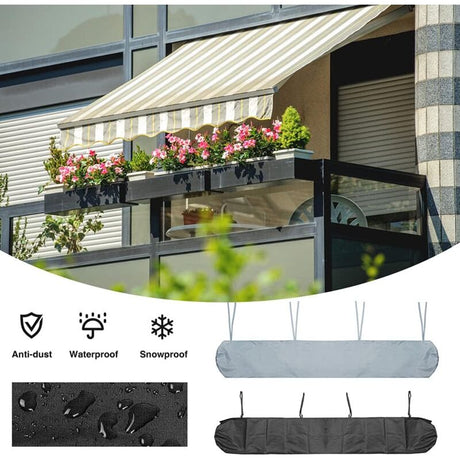 AAF Awning Dust Cover 3m Waterproof Black Storage Winter Protection Compatible with Patio Awnings
