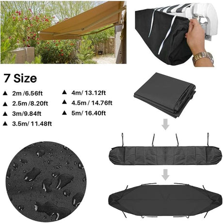 AAF Awning Dust Cover 3m Waterproof Black Storage Winter Protection Compatible with Patio Awnings