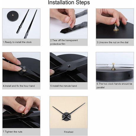 Large Wall Clock Single Hand No Numbers 31.5cm Hands High Longitudinal Shaft Mechanism Black