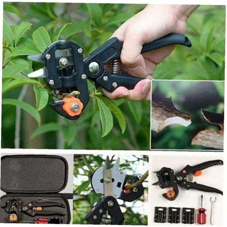 Garden Grafting Scissors Kit for Trees with Black Bag Rubber Band Membrane