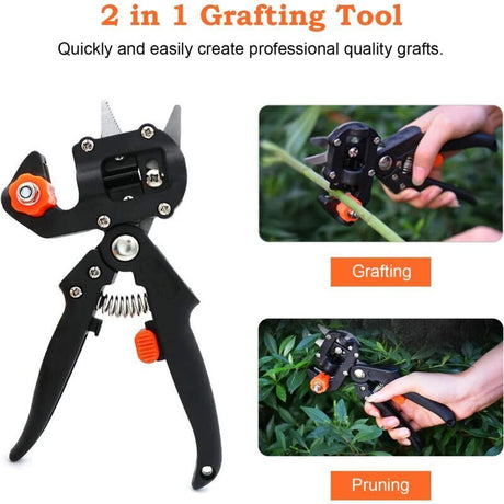 Garden Grafting Scissors Kit for Trees with Black Bag Rubber Band Membrane