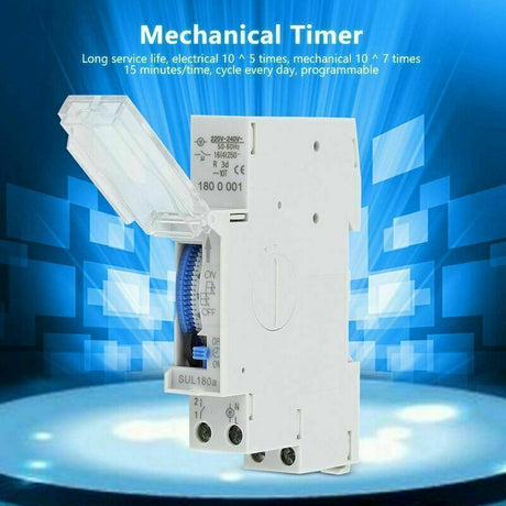 SUL180A Programmable Timer Relay 15 Minutes to 24 Hours DIN Rail Mounted Mechanical Timer