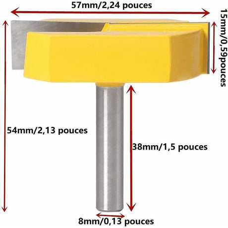Edge Router, 8mm, 8x57mm Bottom Cleaning, T-Slot, Yellow Blade, Compatible with DE