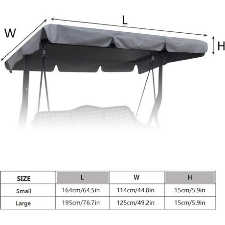 Replacement Cover for 3-Seater Garden Swing Waterproof UV Protection Large Gray
