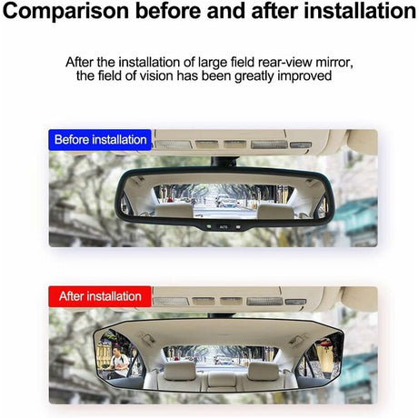 Panoramic Interior Rearview Mirror for Car or Truck, 238 x 84 mm, Universal Wide Angle Compatible