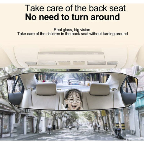 Panoramic Interior Rearview Mirror for Car or Truck, 238 x 84 mm, Universal Wide Angle Compatible
