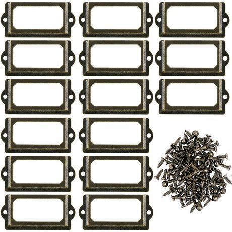 Metal Label Holder 70x33mm Bronze Desk Organizer with Screws 15 Pcs