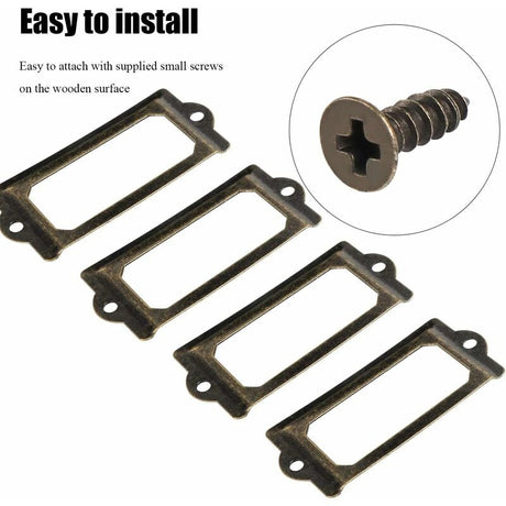 Metal Label Holder 70x33mm Bronze Desk Organizer with Screws 15 Pcs